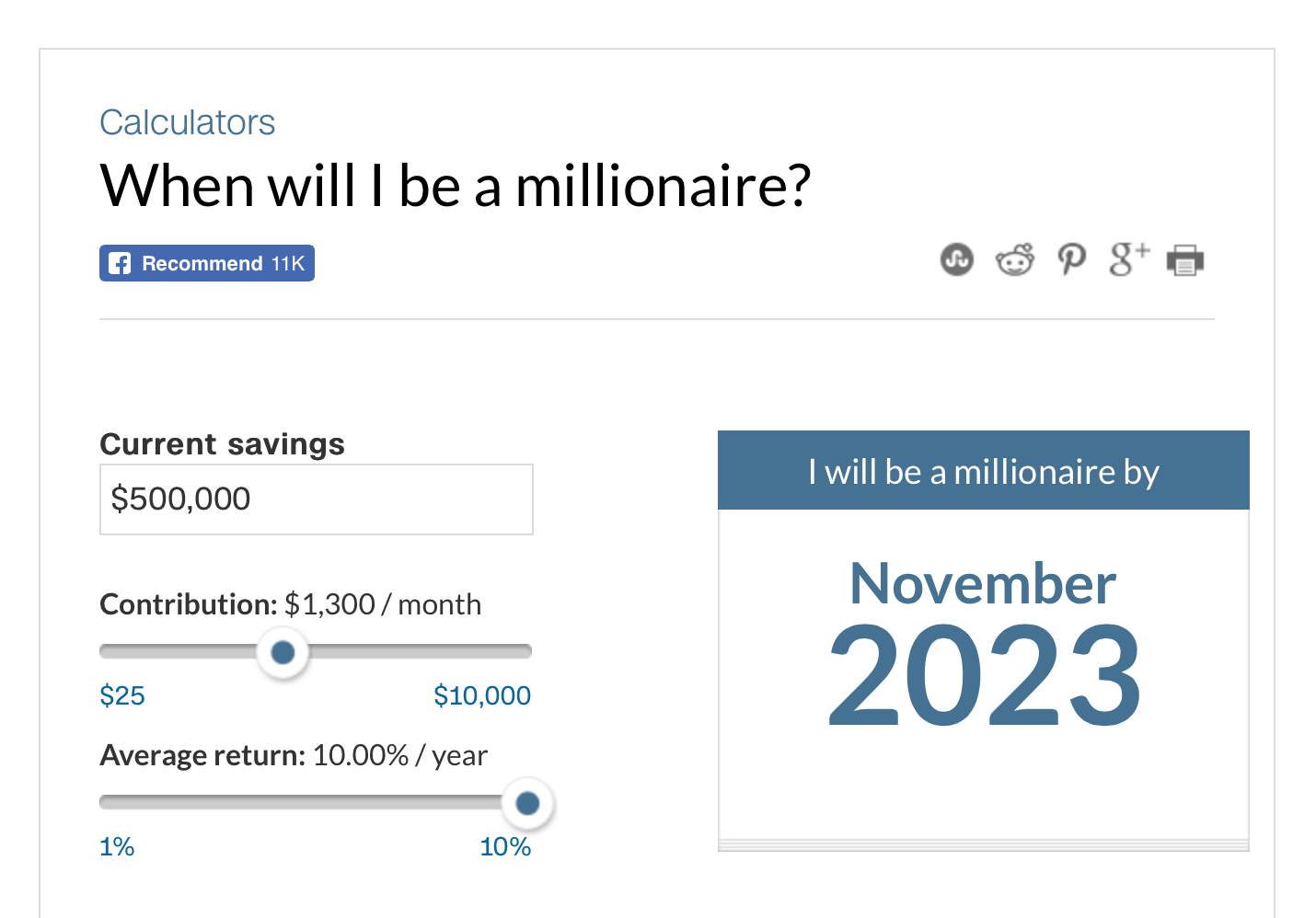 Millionaire Calculator