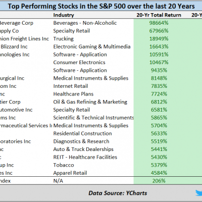 741: Top 20 Stocks in the S & P 500 for 20 Years